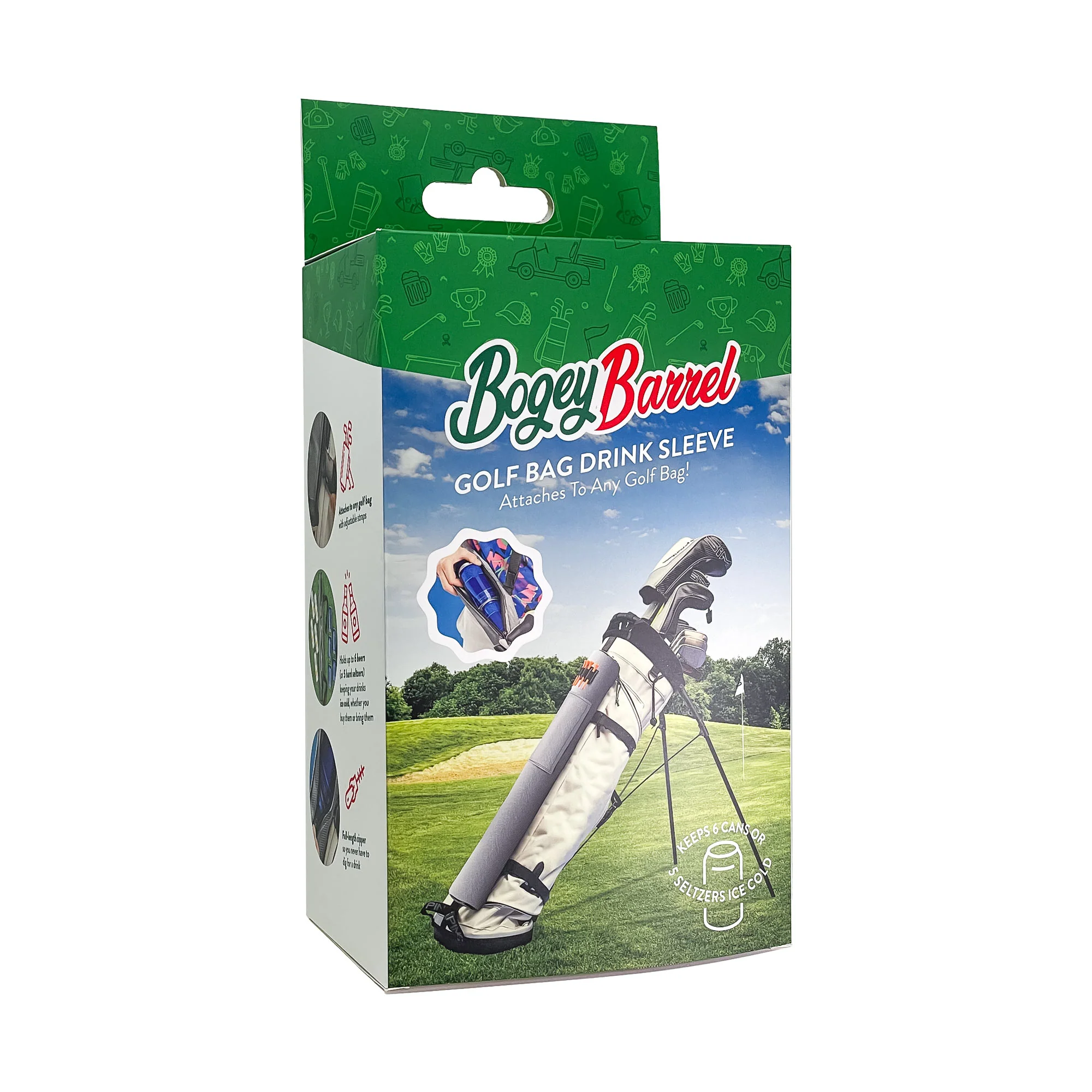 Bogey Barrel™ Herringbone | World's 1st Drink Sleeve | Attaches To Any Golf Bag - Image 2