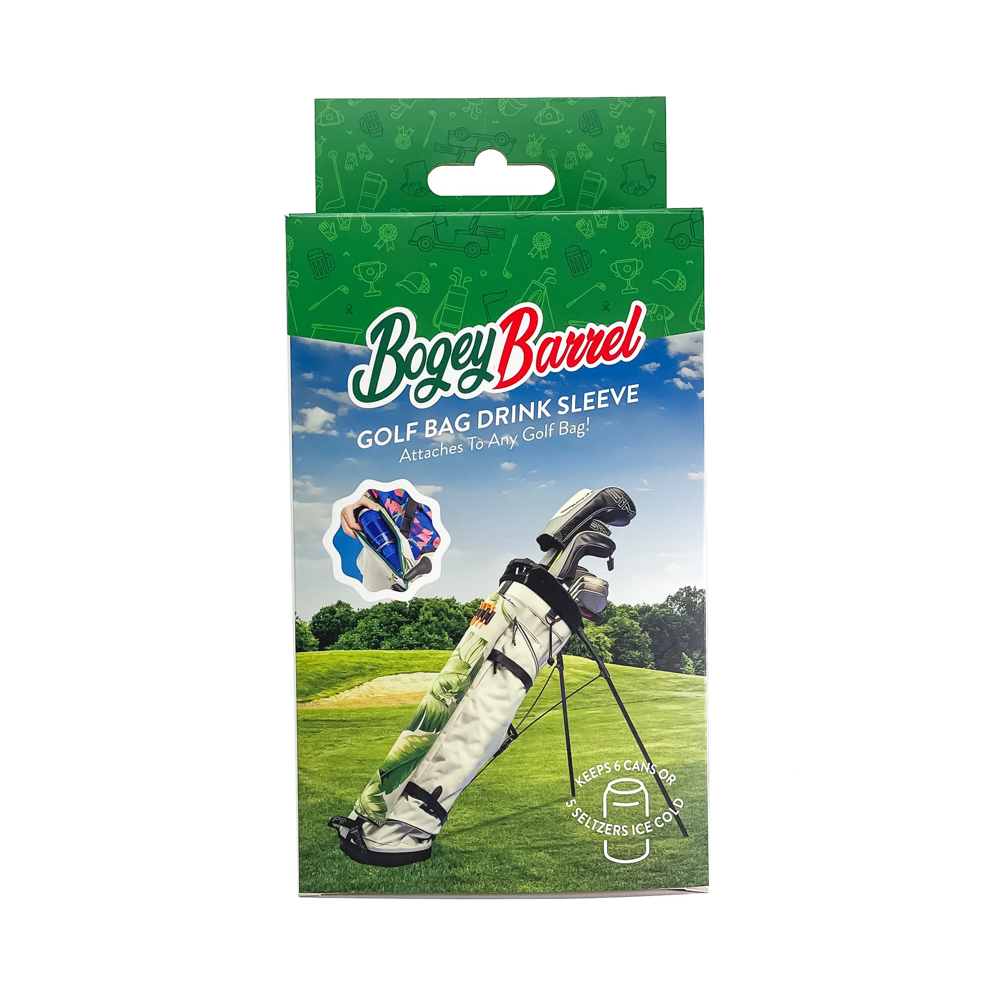 Bogey Barrel Floral | World's 1st Drink Sleeve | Attaches To Any Golf Bag