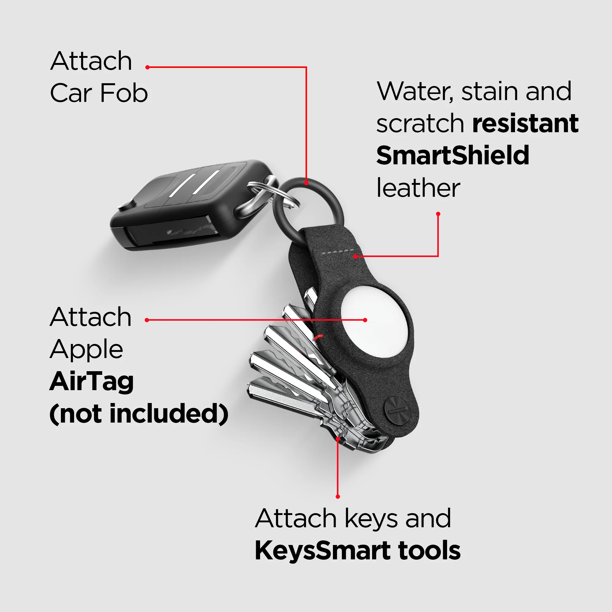 KeySmart® Air | Compatible With Apple Airtag | Organize Up To 5 Keys - Image 4