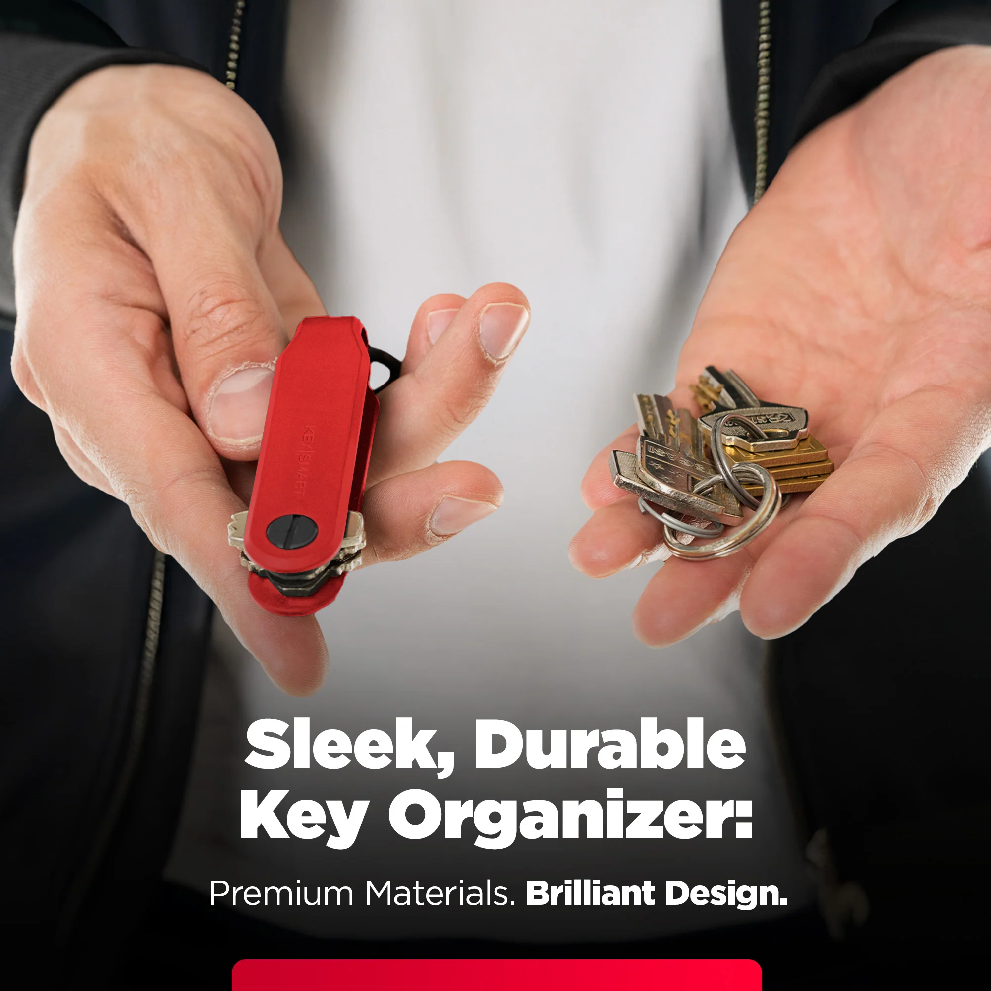 Keysmart® Loop Red | Key Holder With Locking Screws | Organize Up To 5 Keys - Image 3