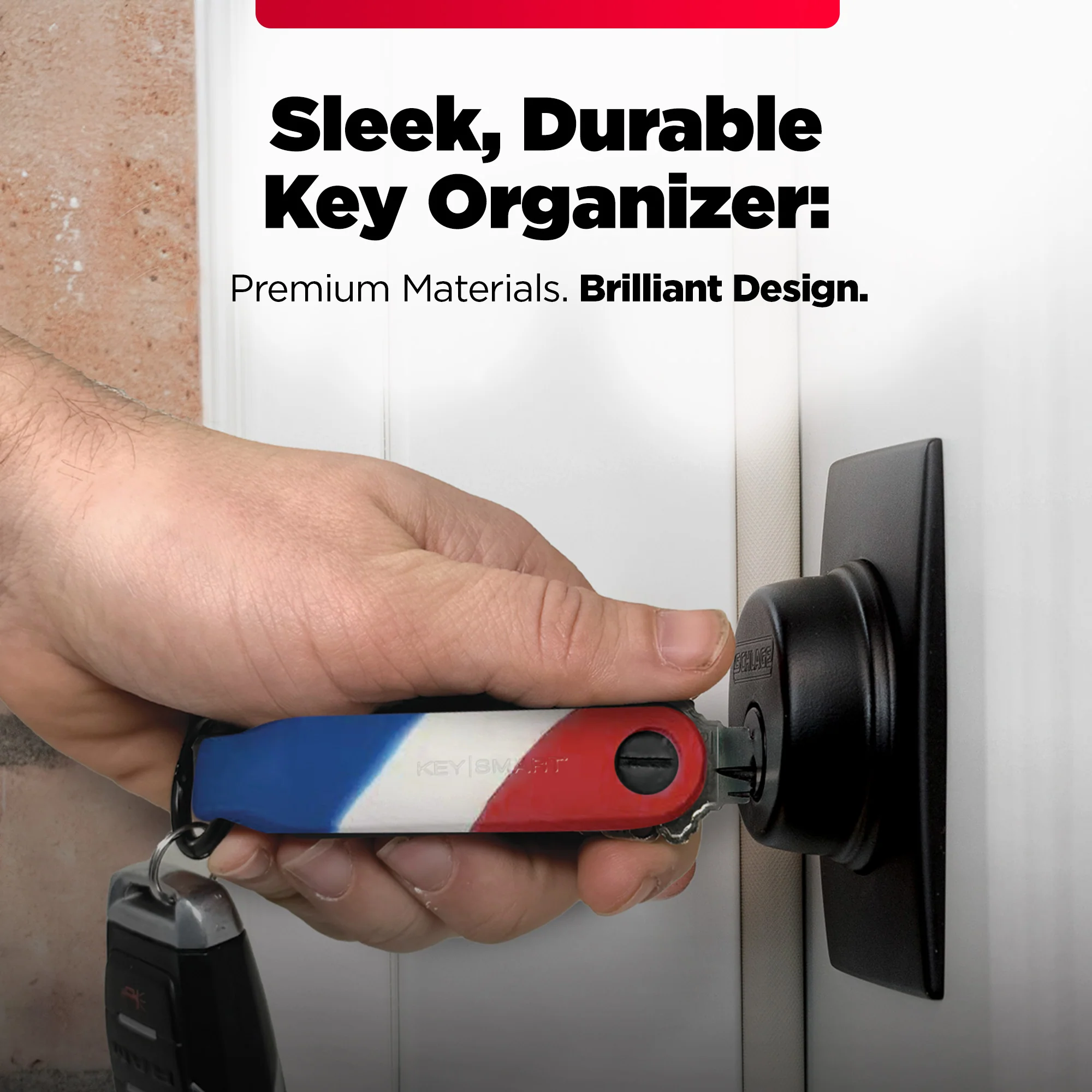 Keysmart® Loop USA Stripes | Key Holder With Locking Screws | Organize Up To 5 Keys - Image 3