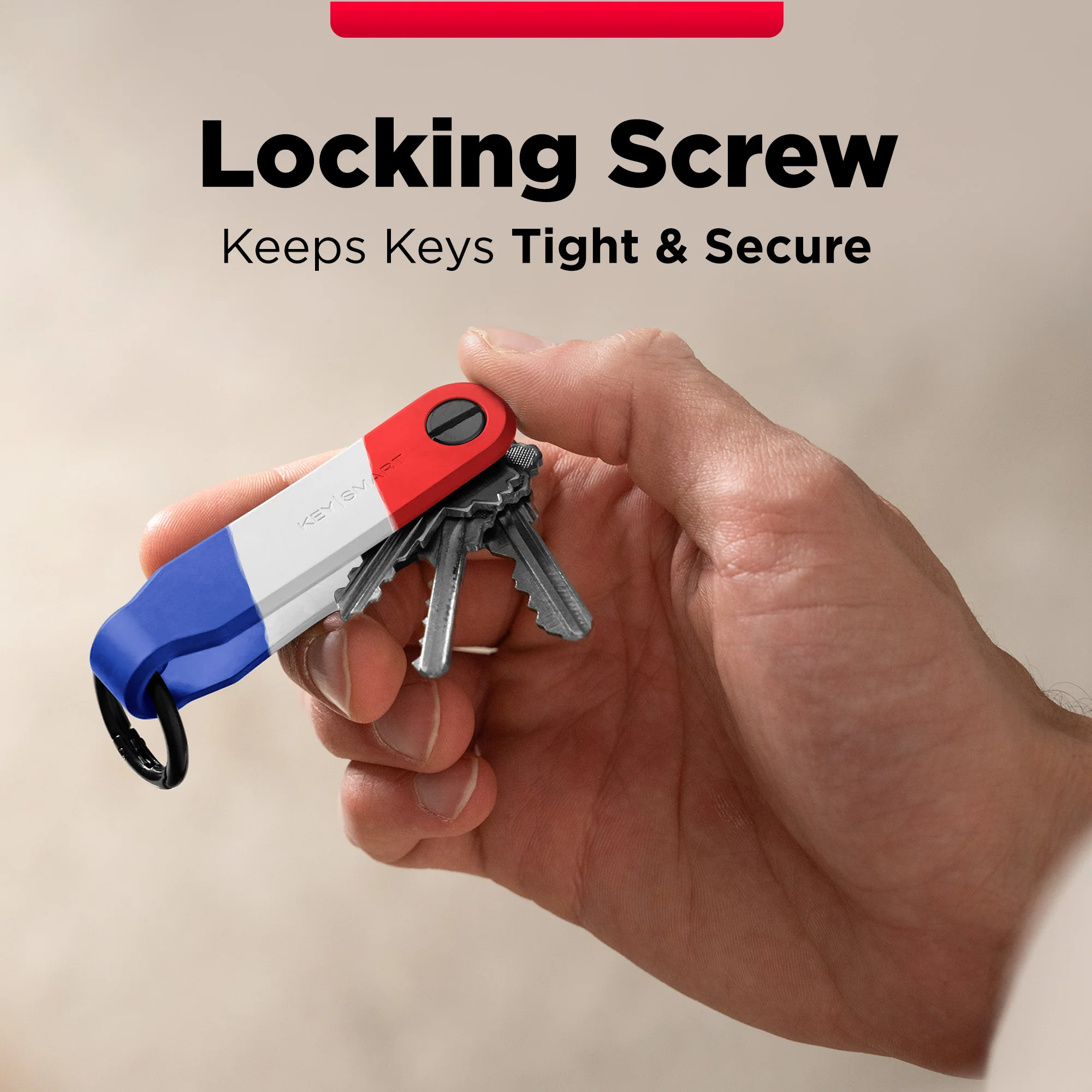 Keysmart® Loop USA Stripes | Key Holder With Locking Screws | Organize Up To 5 Keys - Image 6