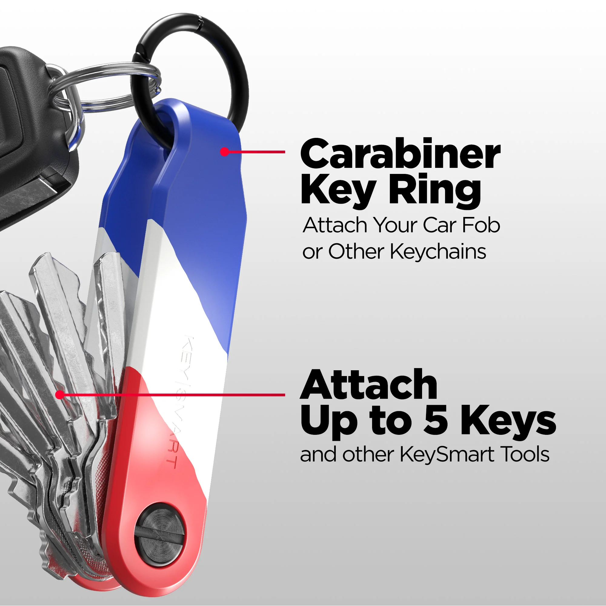 Keysmart® Loop USA Stripes | Key Holder With Locking Screws | Organize Up To 5 Keys - Image 7