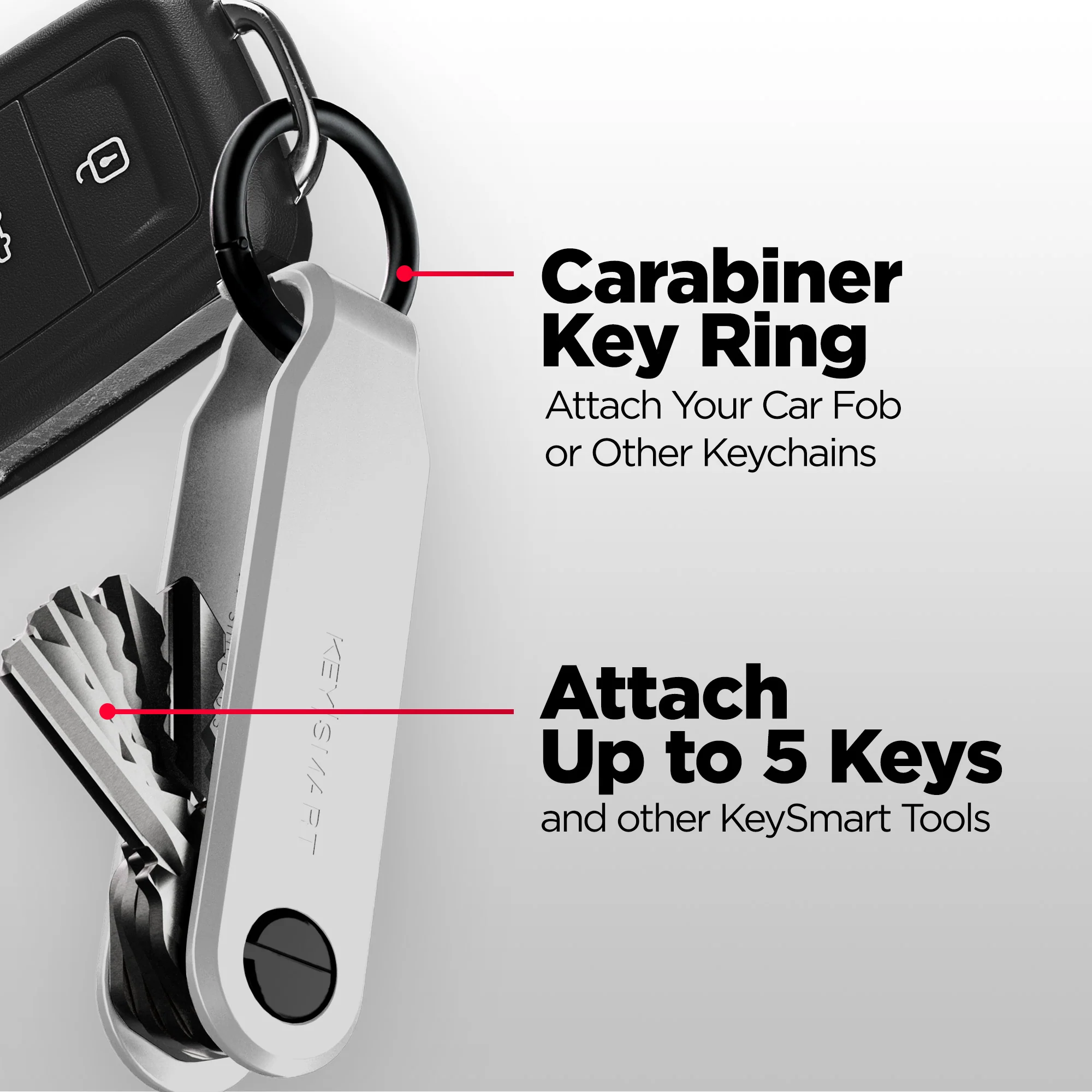 Keysmart® Loop White | Key Holder With Locking Screws | Organize Up To 5 Keys - Image 7