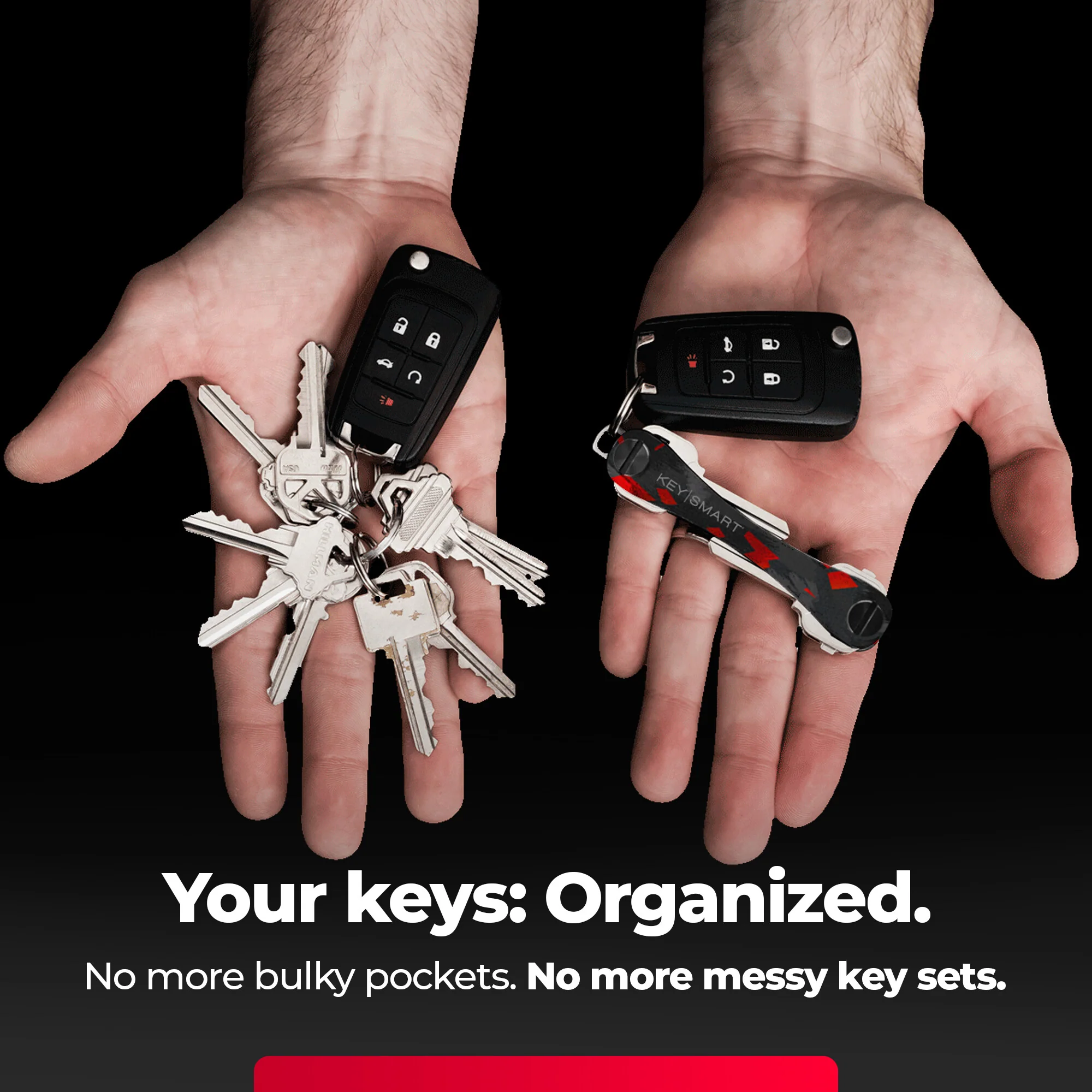 KeySmart Classic Red Forged Carbon  | Original Compact Key Organizer | Holds Up To 14 Keys - Image 3