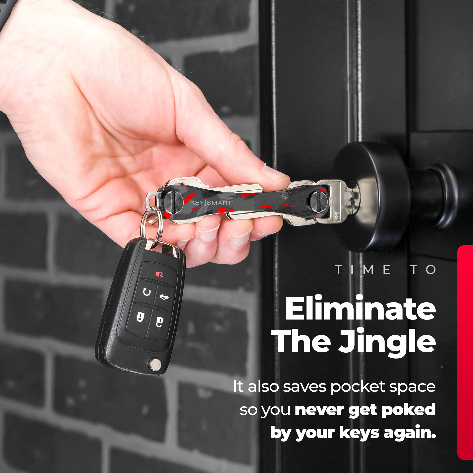 KeySmart Classic Red Forged Carbon  | Original Compact Key Organizer | Holds Up To 14 Keys - Image 4