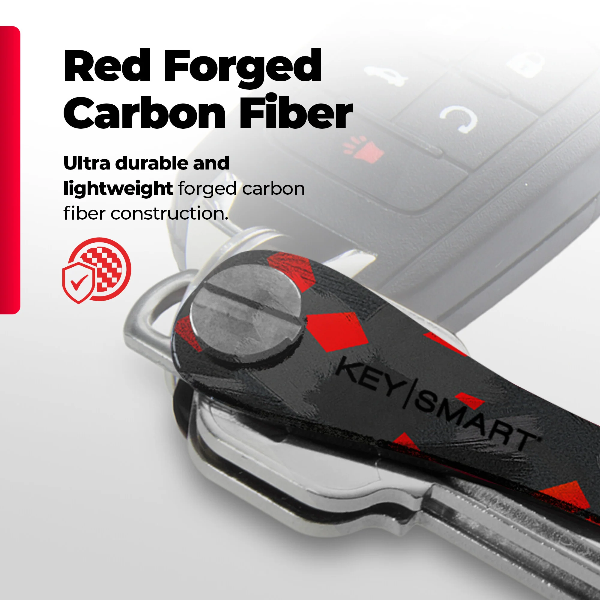 KeySmart Classic Red Forged Carbon  | Original Compact Key Organizer | Holds Up To 14 Keys - Image 6