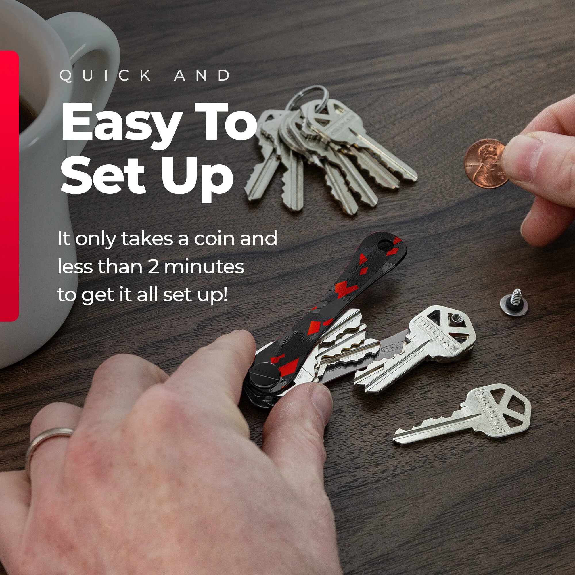 KeySmart Classic Red Forged Carbon  | Original Compact Key Organizer | Holds Up To 14 Keys - Image 8