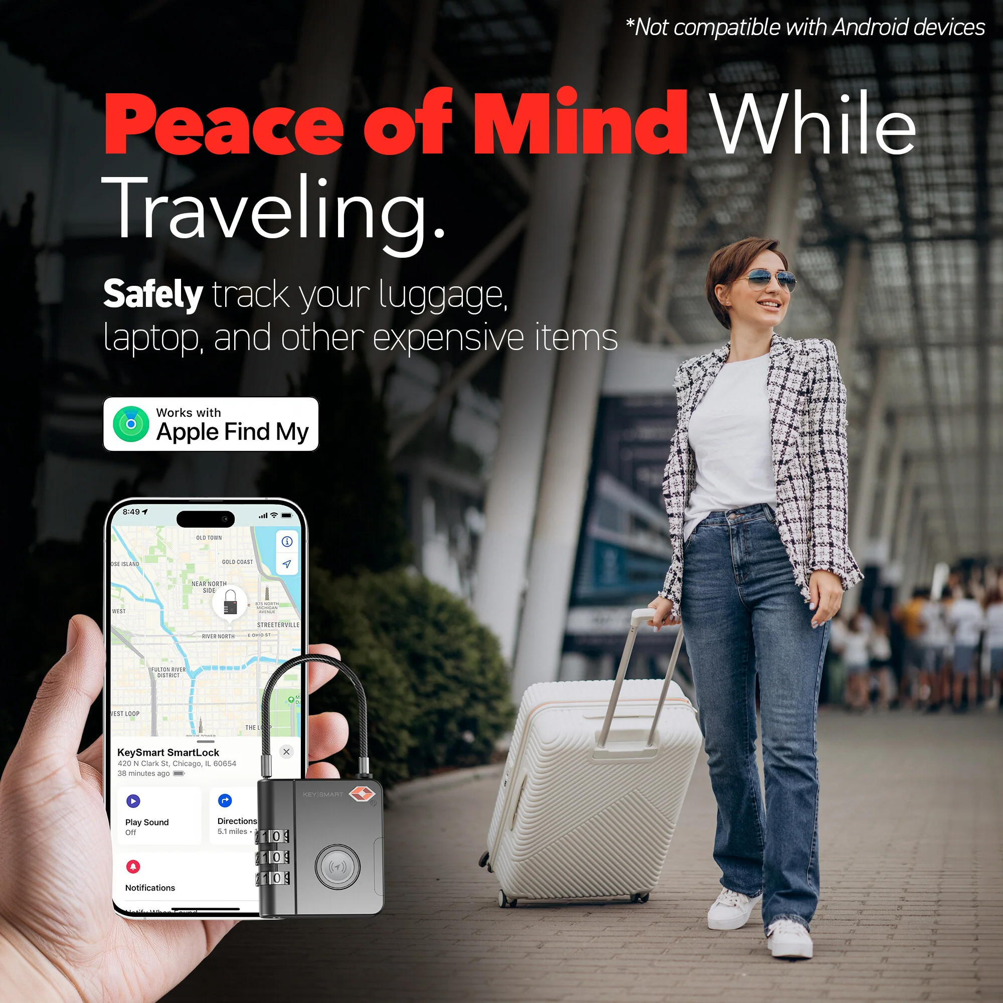 SmartLock Tracking Device | Luggage Lock | Works With Apple Find My App - Image 3