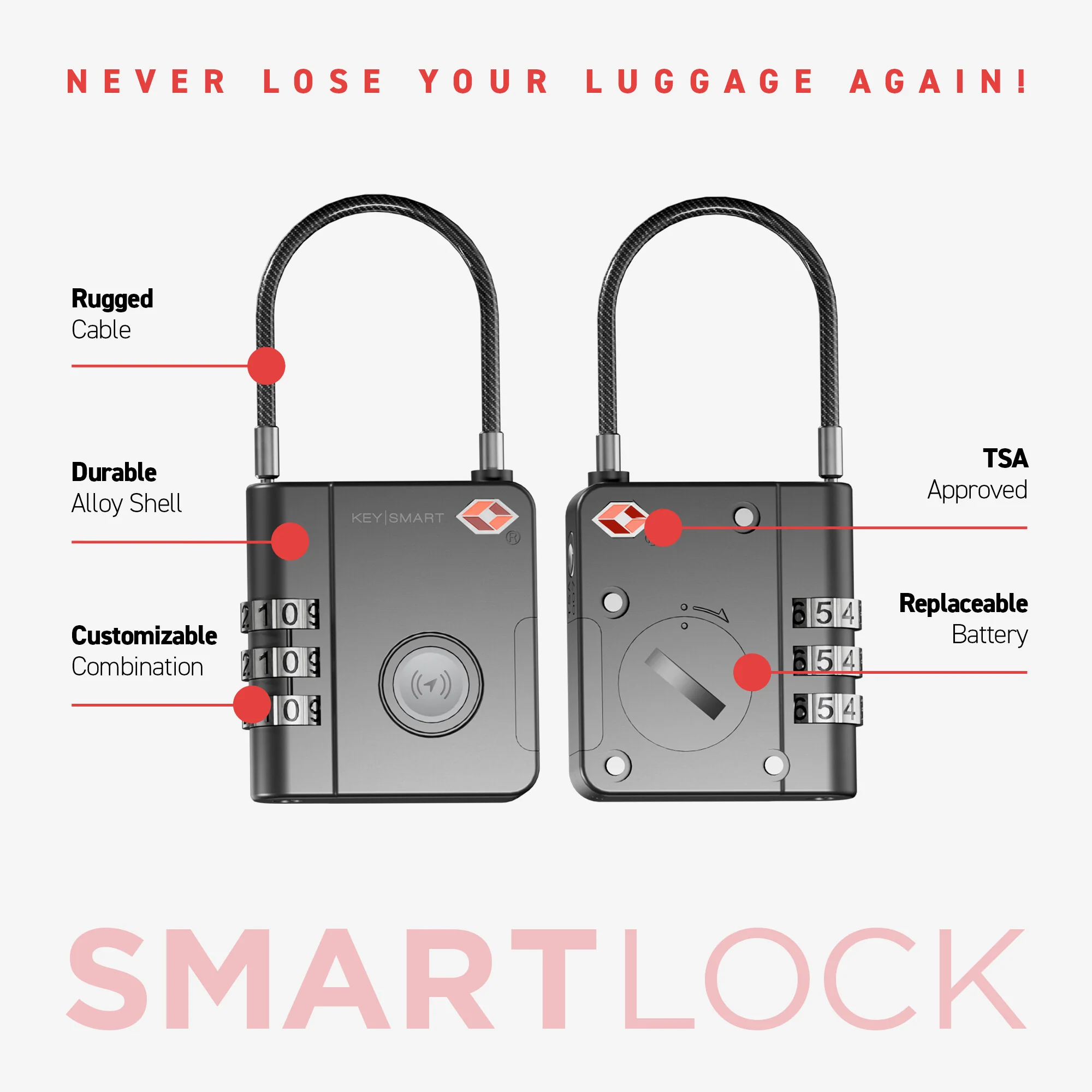 SmartLock Tracking Device | Luggage Lock | Works With Apple Find My App - Image 7