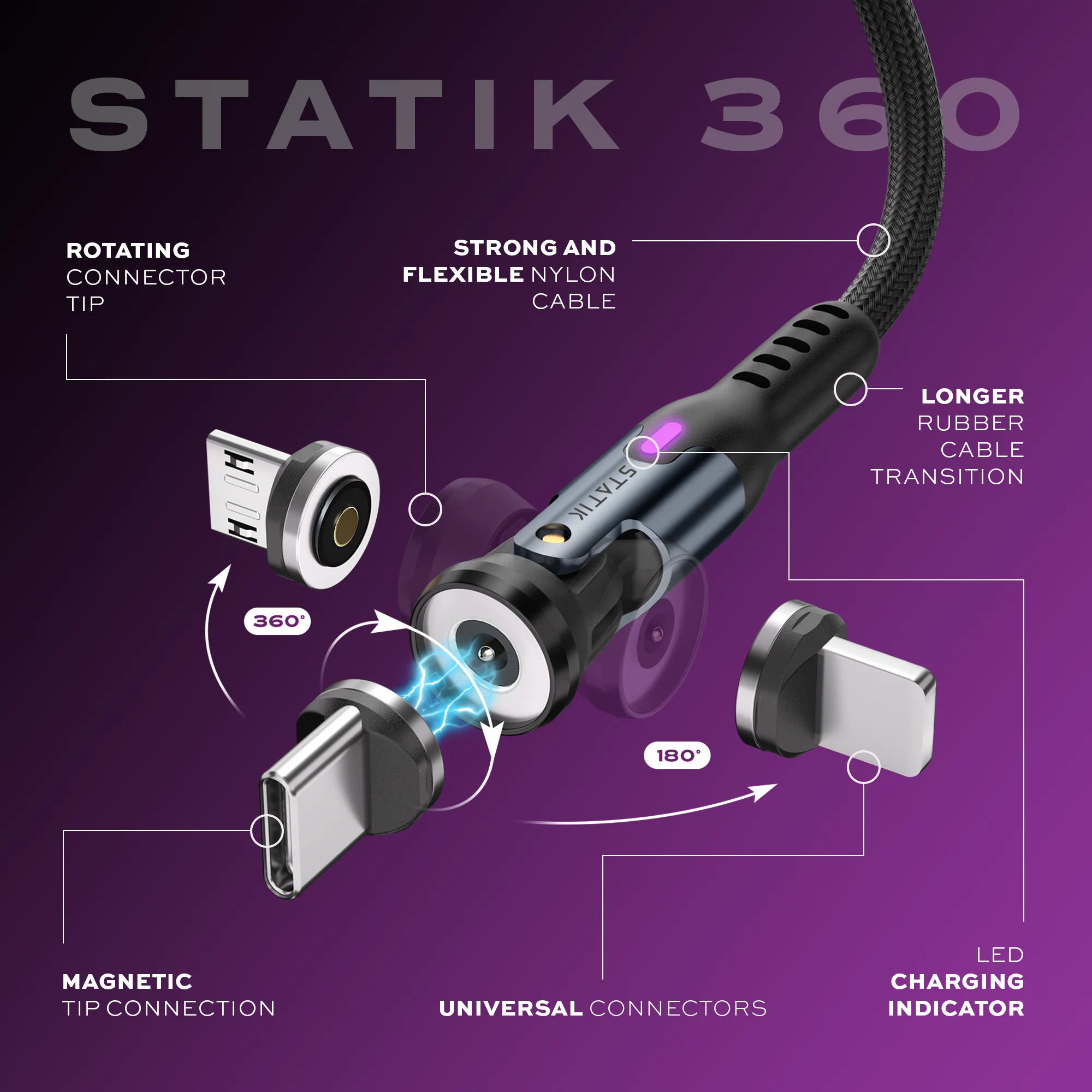 Statik® 360 | Universal Magnetic Charge Cable - Image 3