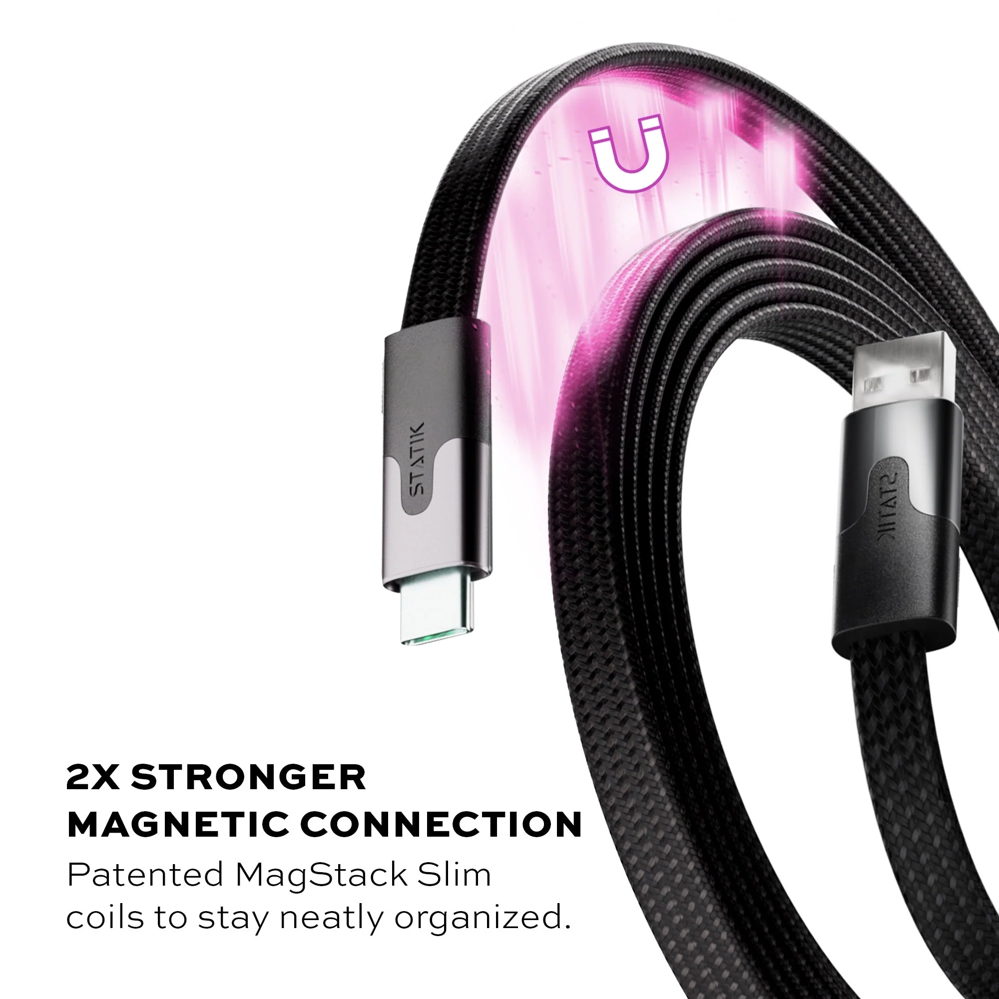 Statik® MagStack® Slim | Tangle-Free Magnetic Nylon | Charge & Data Cable - Image 4