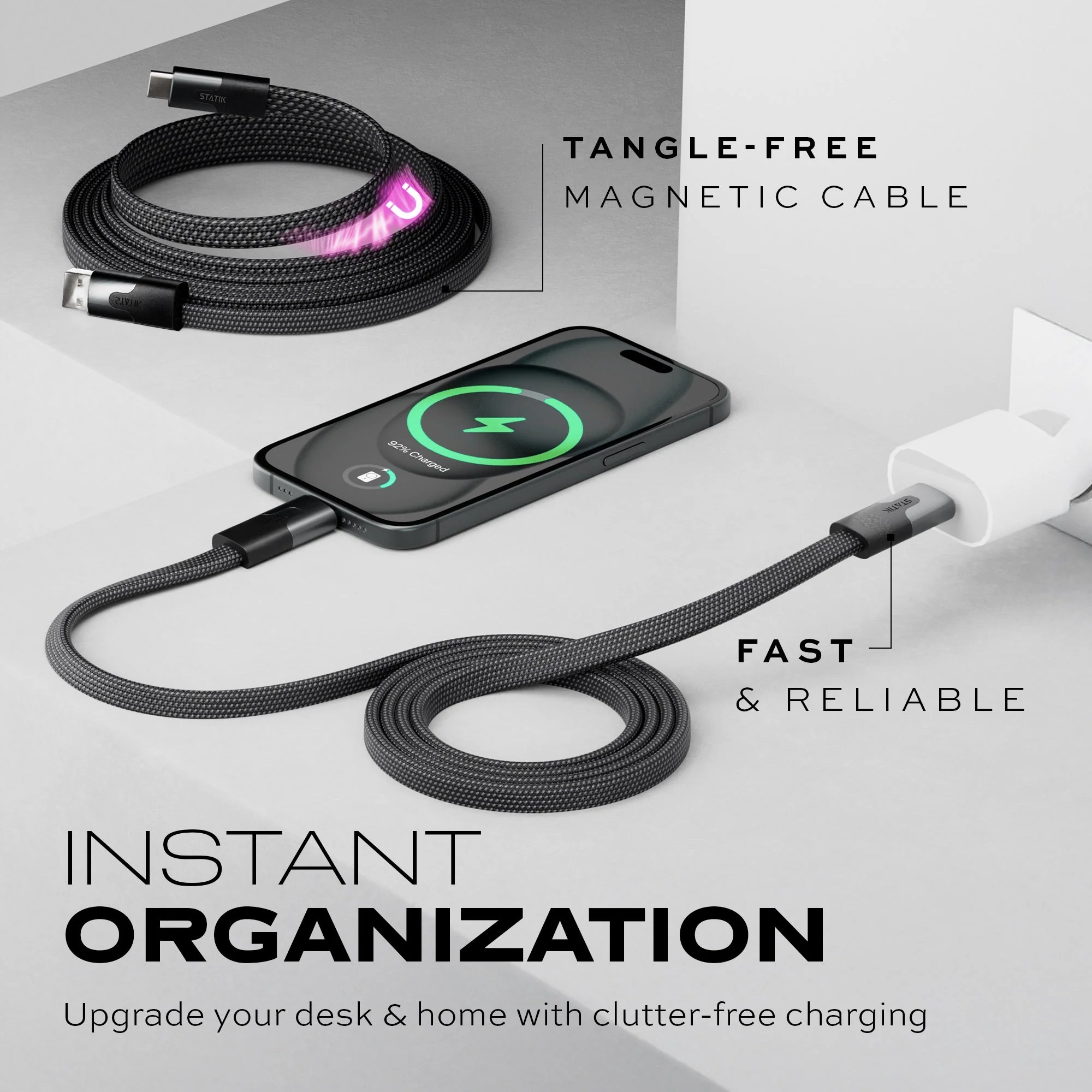 Statik® MagStack® Slim | Tangle-Free Magnetic Nylon | Charge & Data Cable - Image 8