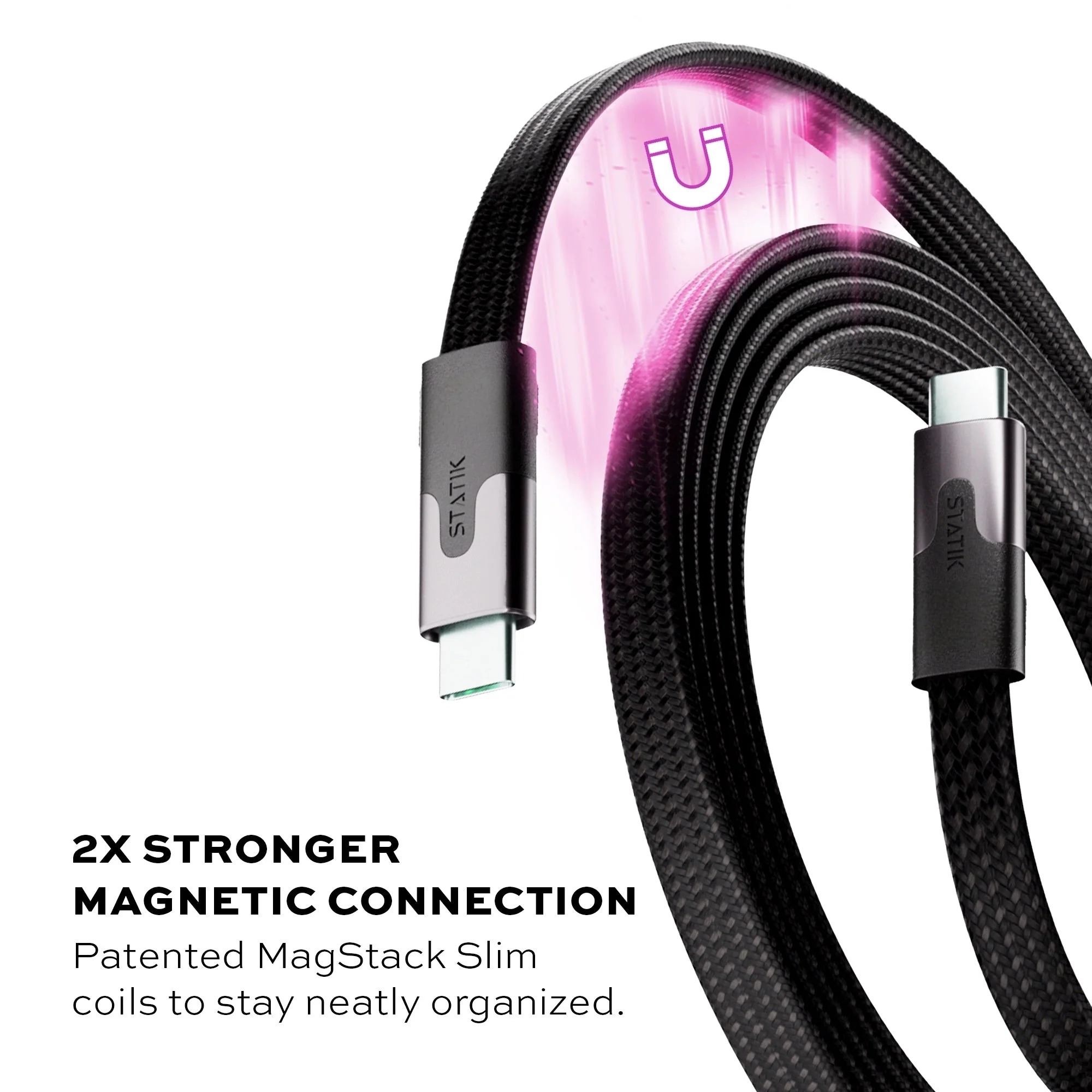 Statik® MagStack® Slim Pro | Tangle-Free Magnetic Nylon | Fast Charging Data Cable - Image 4